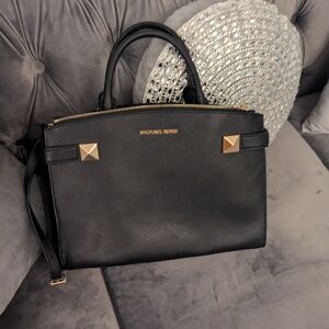 Michael Kors Black Satchel with Gold Accents